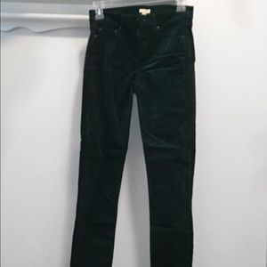 J.CREW GREEN VELVET PANTS SIZE 24